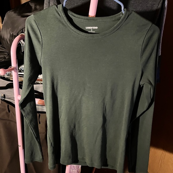 Lands' End Women's Olive Long Sleeve Tee - Picture 2 of 10